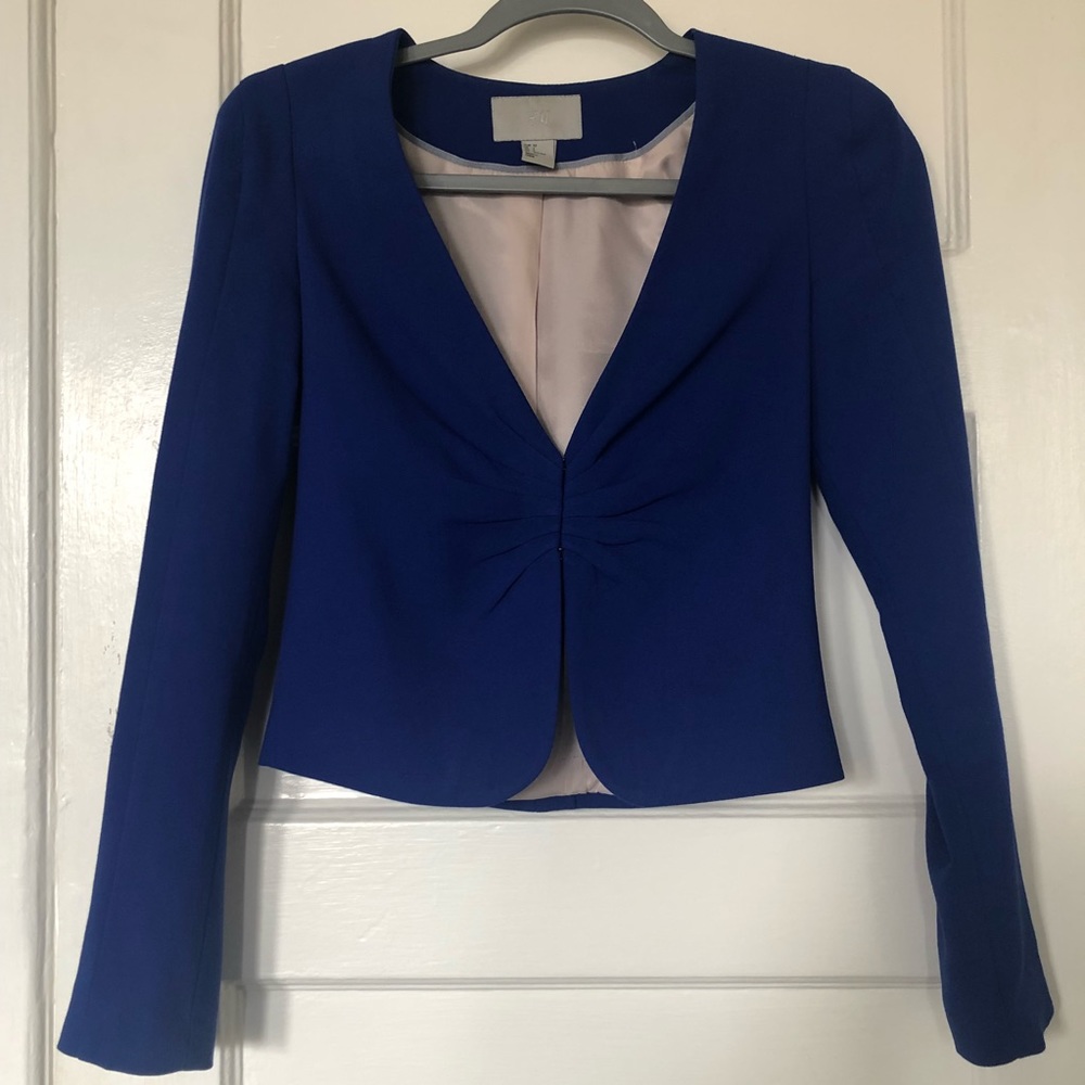 blue casual crop blazer